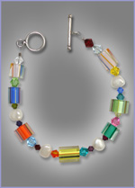 Glass, Pearl and Crystal Bracelet