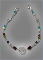 Silver Disc and Crystal Bracelet
