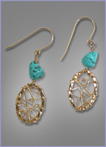 Gold Lace and Turquoise Earrings