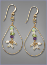 Gold Filled, Pearl and Crystal Earrings
