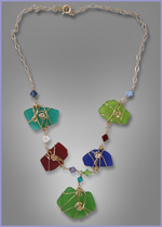 Glass and Wire Wrap Necklace