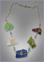 Glass and Wire Wrap Necklace