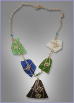 Glass and Wire Wrap Necklace