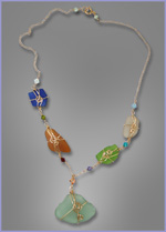 Seaglass and Wire Wrap Necklace