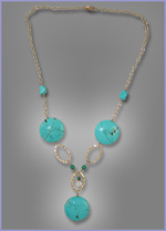Turquoise and Gold Link Necklace
