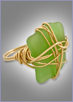 Sea Glass Gold Filled Ring.Size 5 1/2