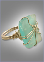 Tumbled Glass Sterling Silver Ring.Size 7 1/2