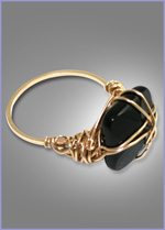 Black Agate Gold Filled Ring.Size 7