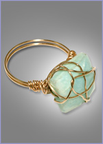 Peruvian Opal and Gold Filled Wire Ring.Size 7 1/2
